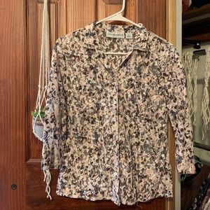 lace see thru button up blouse